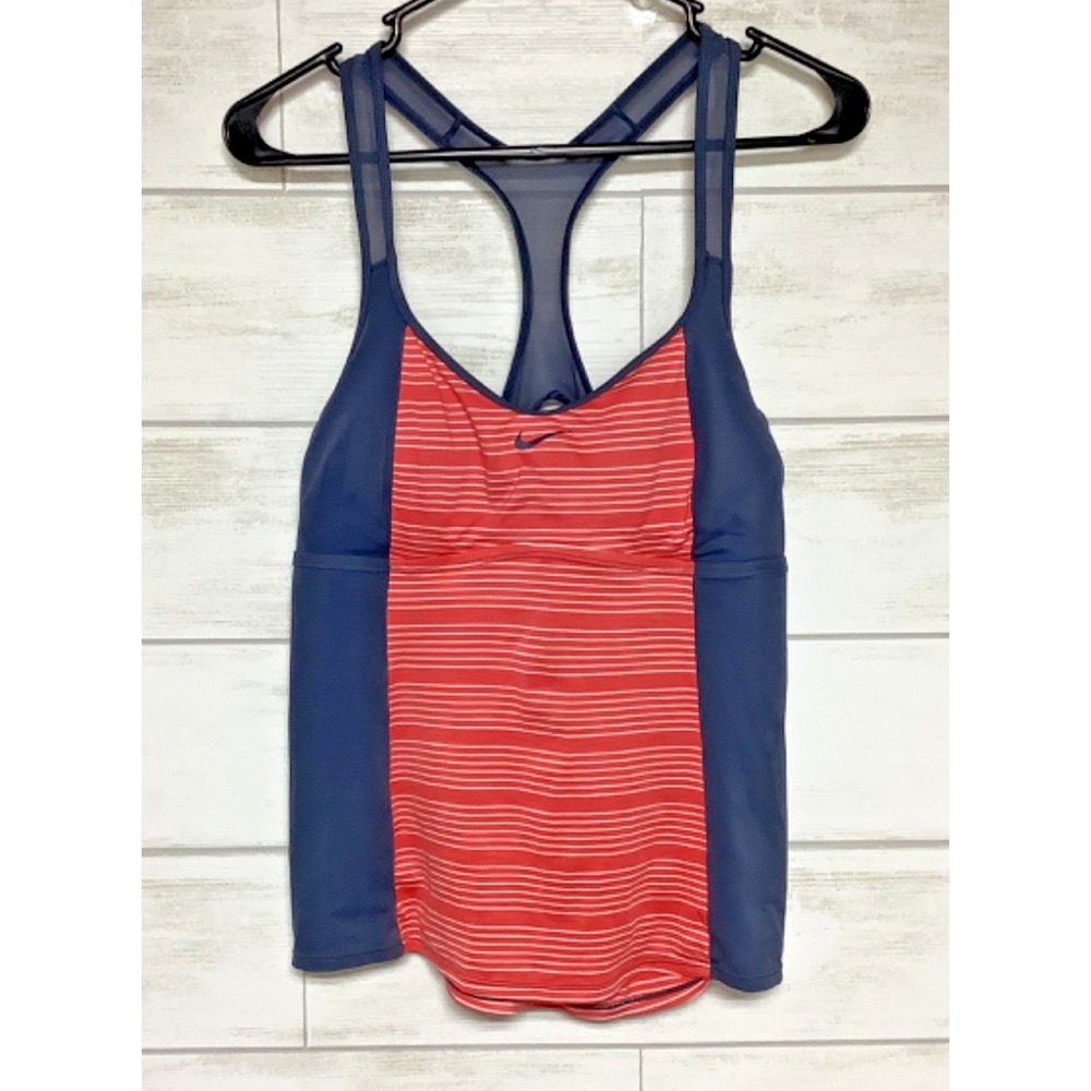 Nike Swim Missy Racerback Tankini Navy/Coral Women's Size L Tank Top